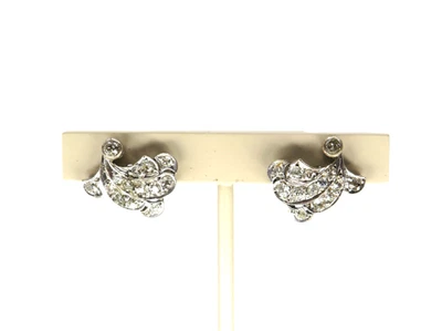3/4 Ct. Tw. 14k Mine Cut Diamond Earrings White Gold  Victorian 1890s - Image 1 of 4