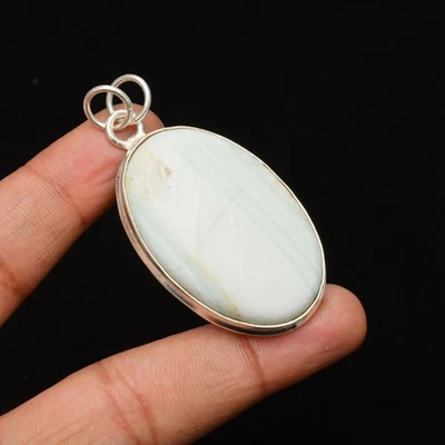 Ciondolo gioiello fatto a mano in argento sterling 925 con pietra preziosa op... - Immagine 1 di 4