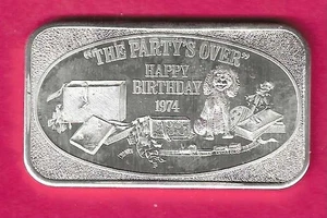 THE PARTY'S OVER  .999 SILVER ART BAR - Picture 1 of 2