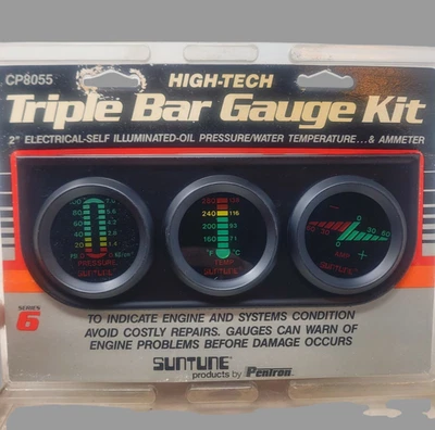 NOS 1980's Pentron Suntune High Tech Mini Triple BAR Gauge Kit Series 6 - Image 1 of 4