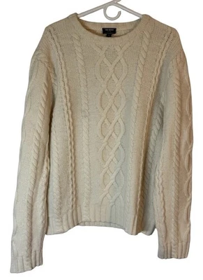 Todd Snyder 100% 羊绒电缆针织毛衣男式大号象牙色套衫休闲 — 第 1/4 张图片