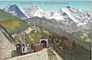 SWITZERLAND TRAINS Murrenbahn and Jungfrau on Bridge Postcard UNU - Picture 1 of 2