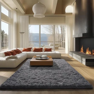 Soft Area Rugs for Living Room Bedroom 8X10 Feet Fluffy Fuzzy Furry Shaggy Aesth - Picture 1 of 8