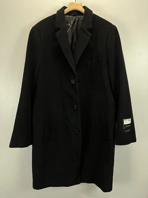 ¡NUEVO! Abrigo largo de mezcla de lana Tahari para hombre talla 46 L negro 3 botones Foto 1 de 4