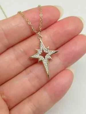 Colgante para mujer de diamantes simulados de corte redondo de 2 quilates enchapado en oro amarillo de 14 quilates Foto 1 de 3