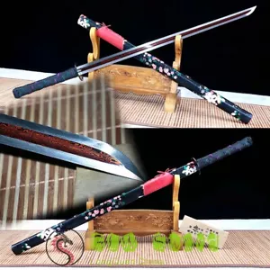 Real Chinese KungFu Dao Sword Katana Double Edge Sharp Folded Pattern Steel Tang - Picture 1 of 12