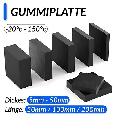 50mm bis 200mm Gummiplatte Gummimatte Gummiunterlage Gummiblock Gummipad Gummi - Image 1 of 4