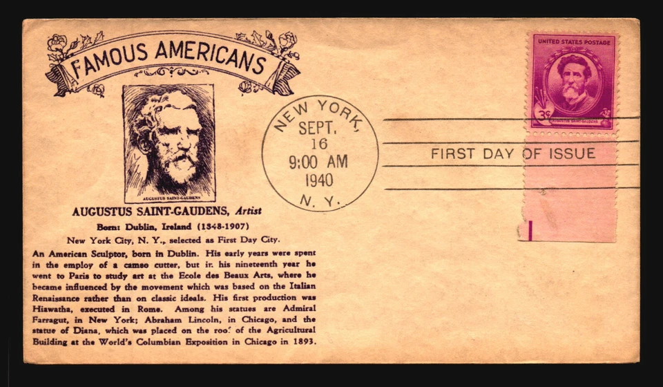 US SC# 886 FDC / Crosby Violet No Photo Cachet / Single / Erased Add - Z20692 - Image 1 of 2