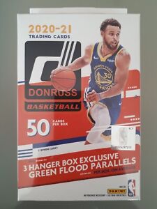 2020-21 Panini Donruss Wieszak do koszykówki Pudełko zapieczętowane 50 kart NBA; Stephen Curry