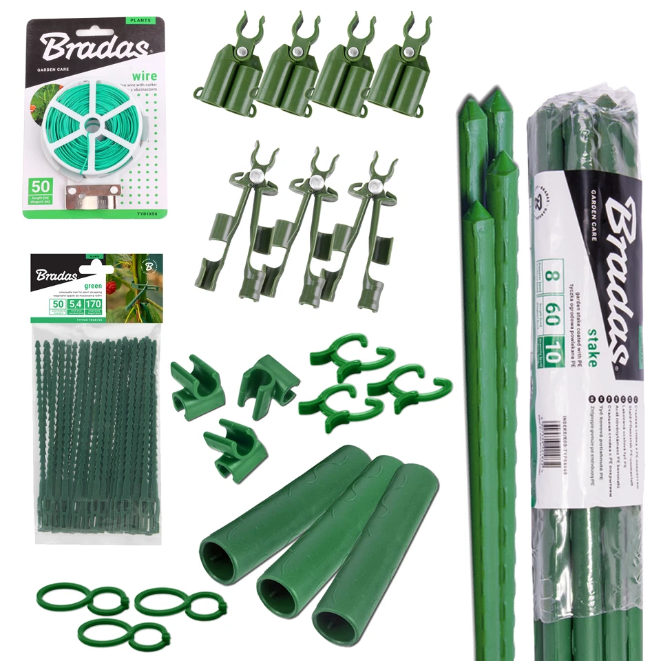 BRADAS Rankhilfe Pflanzstab Stütze Rankstab Stange Clips Verbinder Draht Pflanzenclips