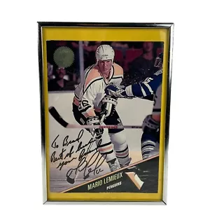 1993-94 The Leaf Set Series 1 Mario Lemieux Penguins 8.5X11.5 Signed Card Auto - Bild 1 von 9