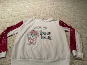 Girl white & pink glittered seawater dog bow size L - Picture 1 of 5