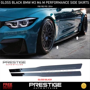 FOR BMW M3 M4 F80 F82 SIDE SKIRTS EXTENSION BLADE LIP GLOSS BLACK FIT 2013-2018 - Picture 1 of 7