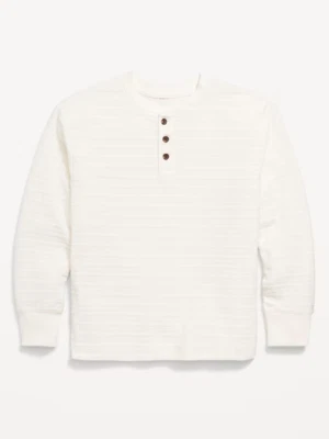 Camiseta Henley Old Navy de punto acogedor manga larga para niño - crema - talla XXL (18) Foto 1 de 2
