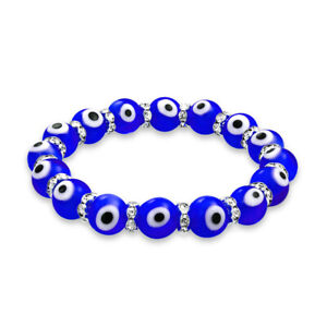 Turkish Evil Eye Glass Bead Stretch Bracelet Crystal Spacer 8MM Beads