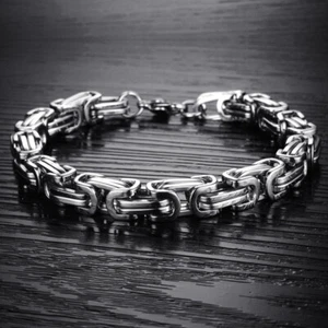 Men's Byzantine Chain Bracelet 6MM Stainless Steel Chain Link Bracelet - Picture 1 of 9