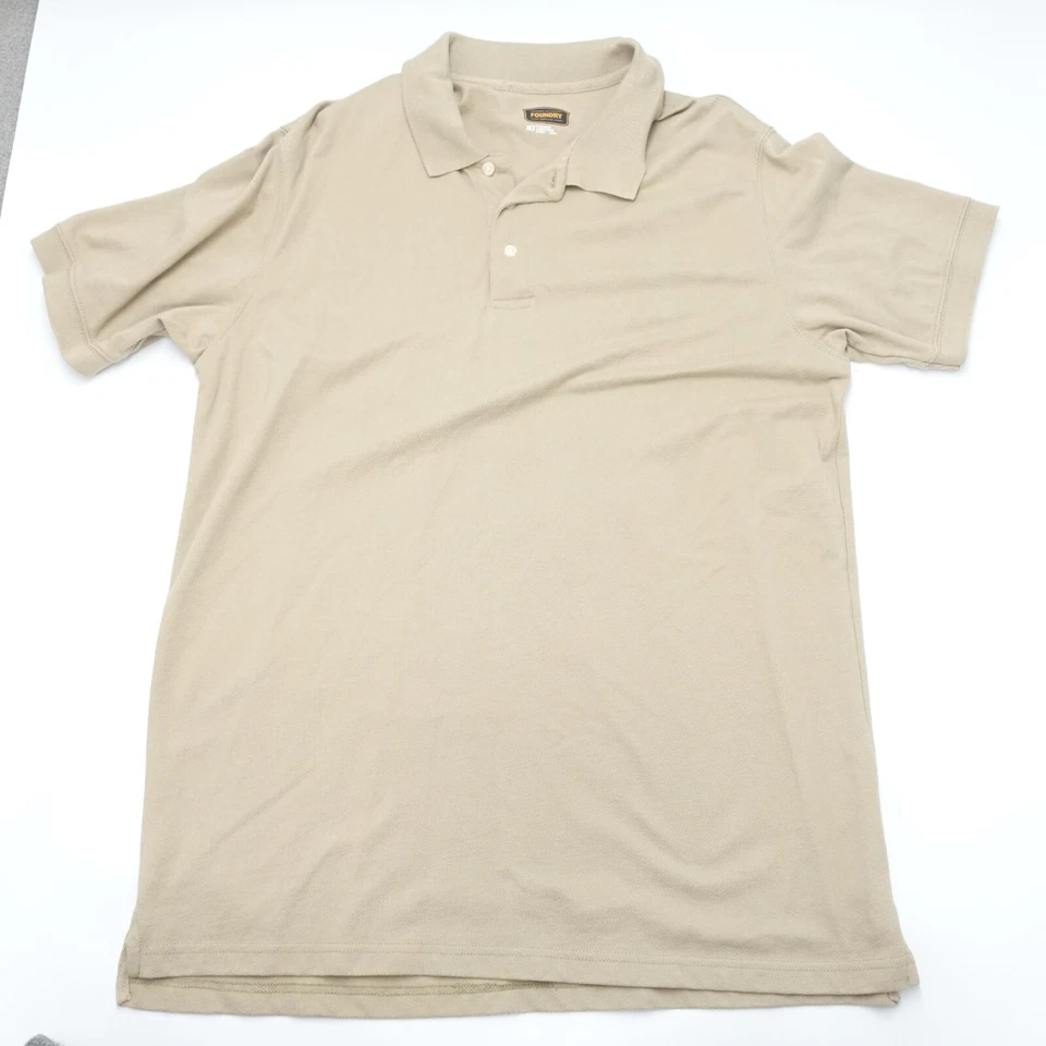 Camisa Polo Foundry Hombre XL Caqui 100% Algodón Cuello Manga Corta Clásica Pullover Foto 1 de 4