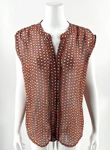 Fenn Wright Manson Top Size XL Orange Blue Animal Leopard Print Sheer Womens - Picture 1 of 6