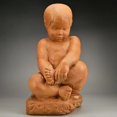 MPI BBW Museum Original Vintage Signed Terracotta Ceramic Baby Statue Sculpture - Image 1 of 4