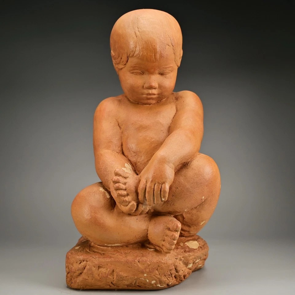 MPI BBW Museum Original Vintage Signed Terracotta Ceramic Baby Statue Sculpture - Image 1 of 4