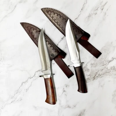 Cuchillo Bowie hecho a mano de 14 pulgadas mango de madera Full Tang con funda - paquete de 1 o 2 Foto 1 de 2