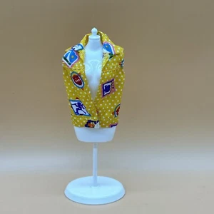 Barbie California Dream Doll Vest Yellow With White Polka Dots Vintage Doll Vest - Picture 1 of 16