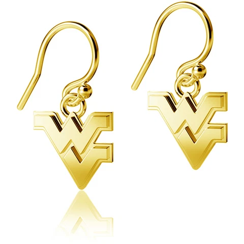 Women's Dayna Designs West Virginia Mountaineers Gold Plated Dangle Earrings Cover