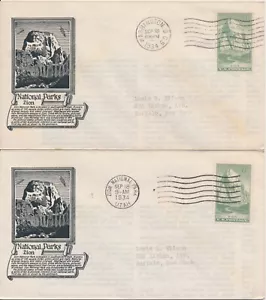 #747 Zion National Park Utah Anderson cachet First Day covers both cancels - Picture 1 of 1