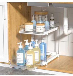 2-Tier Multi-Purpose Bathroom Cabinet Organizer, Pull Out under Sink Organizers - Picture 1 of 4