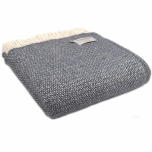 TWEEDMILL TEXTILES KNEE RUG 100% Wool Sofa Bed Throw Blanket ILLUSION BLUE SLATE - Picture 1 of 11