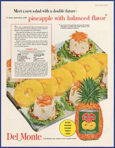 Vintage 1954 DEL MONTE Canned Pineapple Sliced Ephemera 1950's Print Ad - Picture 1 of 1