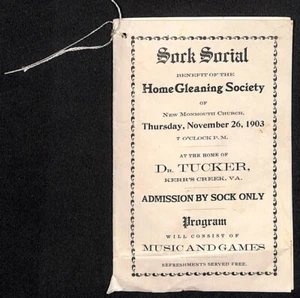 Kerr's Creek, VA Dr. Tucker 1903 "Sock Social" "Admission by Sock Only" - Bild 1 von 3