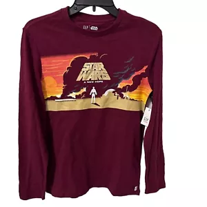 Gap Star Wars Shirt Boys Size XL New Hope Long Sleeve Burgundy - Picture 1 of 5