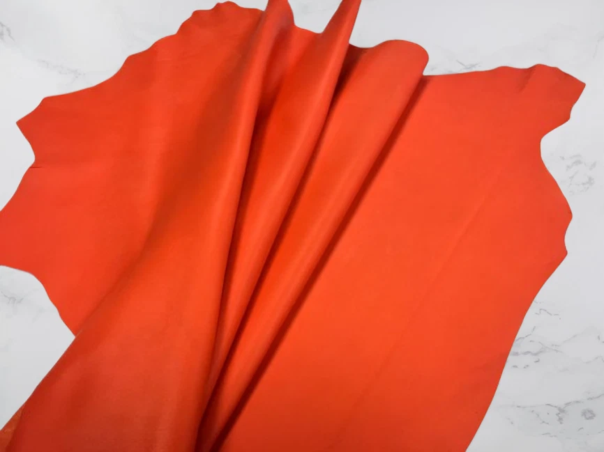 Cuero Genuino NARANJA Calidad Premium Piel de Oveja Napa Completa Cuero Suave Foto 1 de 3
