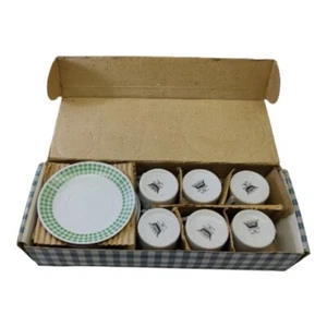 Queen Victoria Royal Porcelain 1881 Tea Cup And Saucer 12 Pcs Green Checkered - Picture 1 of 17