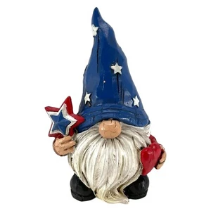 Patriotic Americana Gnome wearing Blue Hat with Stars Figurine 4 Inch - Picture 1 of 8