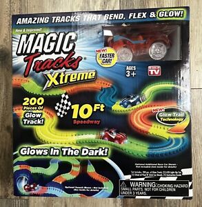 Magic Tracks Xtreme W/ Red Race Car -10 FT Speedway 200 Pieces Glow Track NIB!!