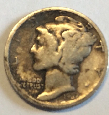 1937 -P Mercury Dime 90% Silver As Shown 2 Cover