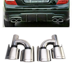 Exhaust Tips Tip For C250 C300 C350 W204 W211 C-Class Sliver +black - Picture 1 of 7