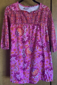 HANNA ANDERSSON PINK FLORAL LONG SLEEVE COTTON DRESS GIRLS 120 6-8 - Picture 1 of 4