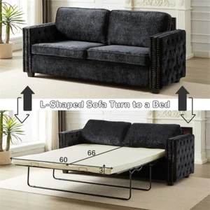 Full Size Pull Out Sofa Bed,Convertible Loveseat Sleeper Sofa w/Folding Mattress - Picture 1 of 21