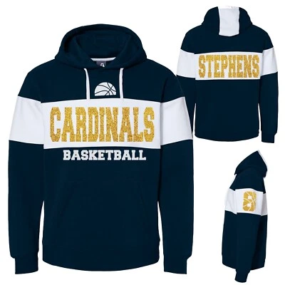 Блестящий баскетбольный свитер с капюшоном J. America Varsity из флиса с цветными блоками - Изображение 1 из 4