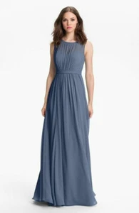 Jenny Yoo Vivienne Vestido Plisado Chifón Noche Azul Talla 2 Nuevo con Etiquetas - Imagen 1 de 1
