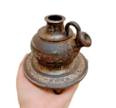 Antigua olla de cachimba grabada finamente enchapada en plata rara de latón antigua de 1900 Foto 1 de 4