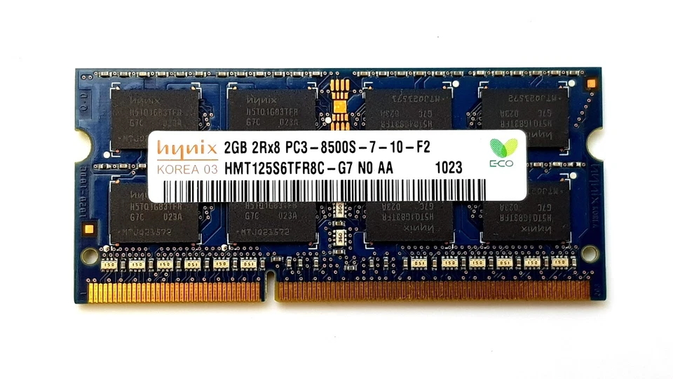 Hynix 2GB PC3-8500S DDR3 1066MHz So-Dimm Laptop Memory HMT125S6TFR8C-G7 - Image 1 of 1