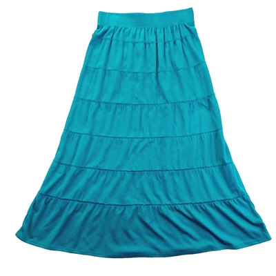 Юбка размер M ярусный макси бирюзовый богемное крестьянин повседневный гламур пляжный прерии Whimsycore - Изображение 1 из 4