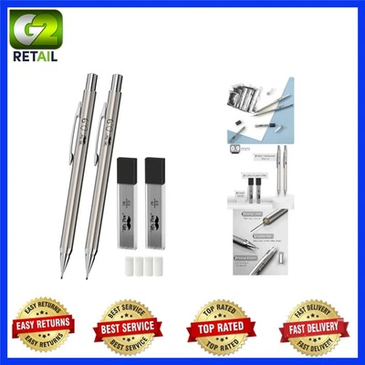 专业 0.9 毫米金属机械铅笔套装 - 舒适握把和便携式夹子 — 第 1/4 张图片