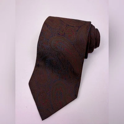 Corbata Gucci Hecha en Italia 100% Seda Paisley Borgoña y Azul Marino Jacquard Foto 1 de 4