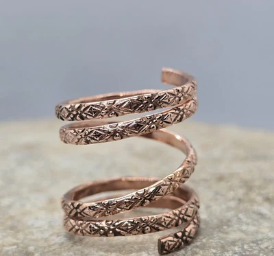 Однотонное минималистское целебное кольцо из чистой меди, унисекс ручной работы, кольцо-шина Fidget - Изображение 1 из 4