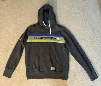 Superdry Hombre XL Sports Hoodie Pullover Sudadera Gris Oscuro Diseño Británico Foto 1 de 4
